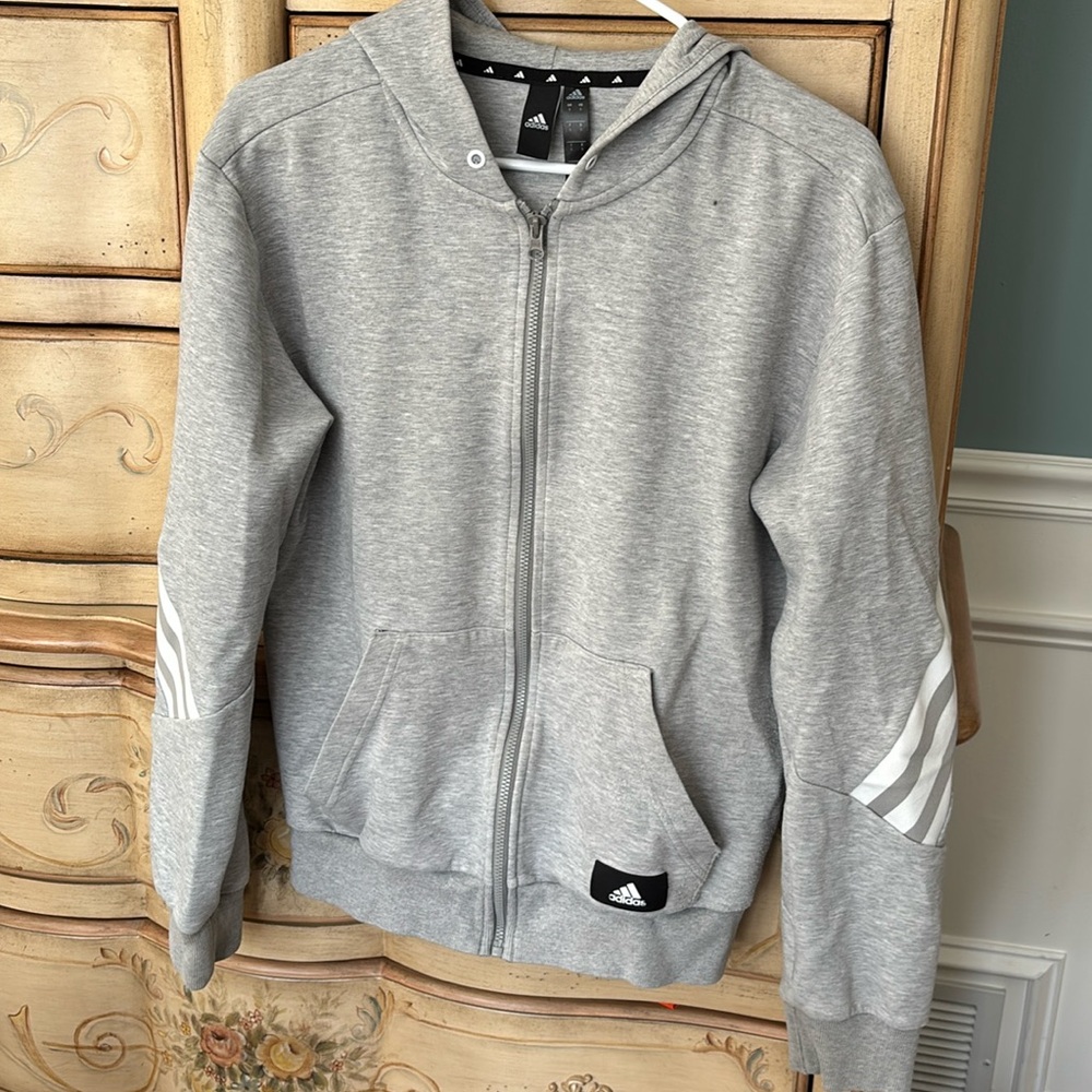 Adidas Future Icon 3-stripes Full-Zip Hoodie (S) - Grey. And 8 Adidas T-Shirts